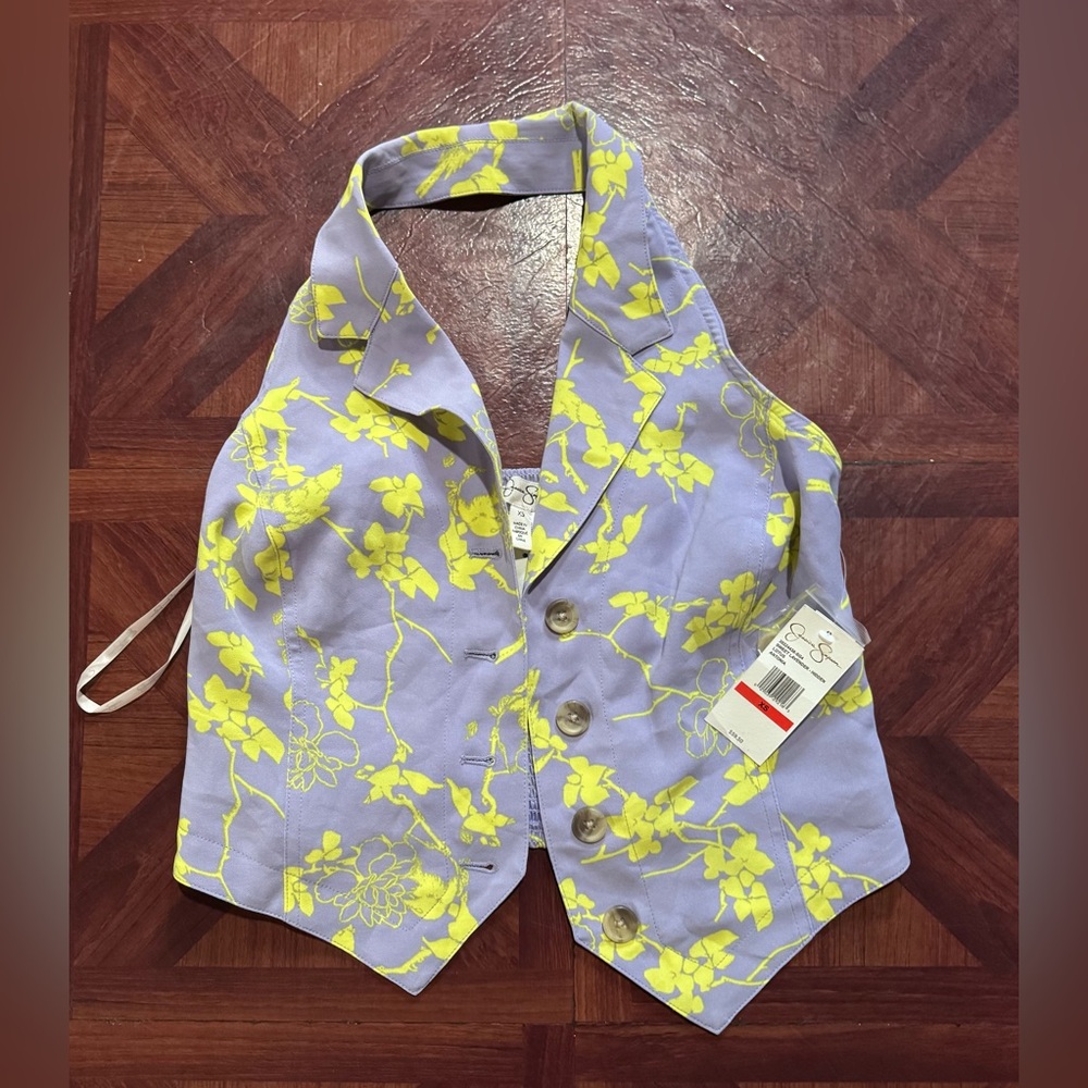 Women’s Floral Vest - Purple and Yellow XS